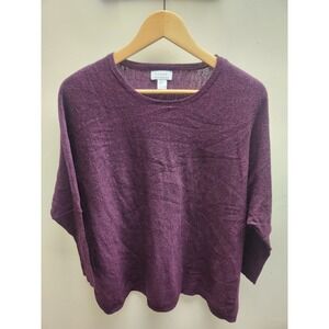 Kenar Womens Plum Purple 100% Merino Wool Crew Neck Knit Sweater Size Small